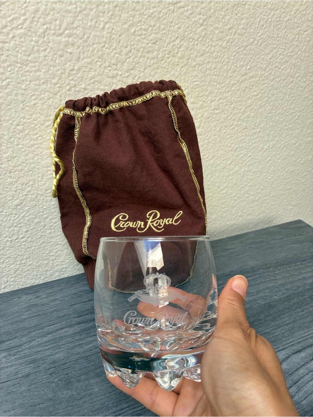 Crown Royal Whisky Glass with Brown Dust Bag